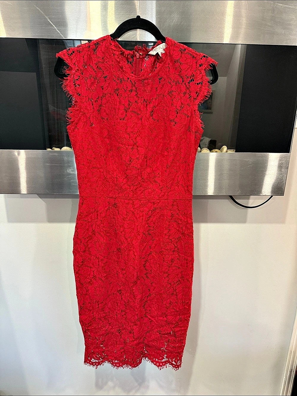 Rachel Zoe Suzette Lace Dress Midi Red Size 8